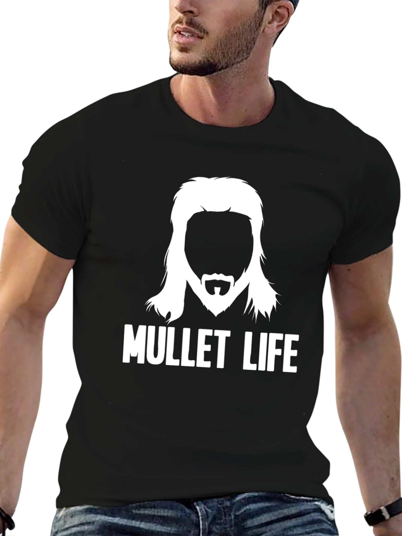 Black Mullet Life Graphic Tee - Retro Haircut Humor view 6