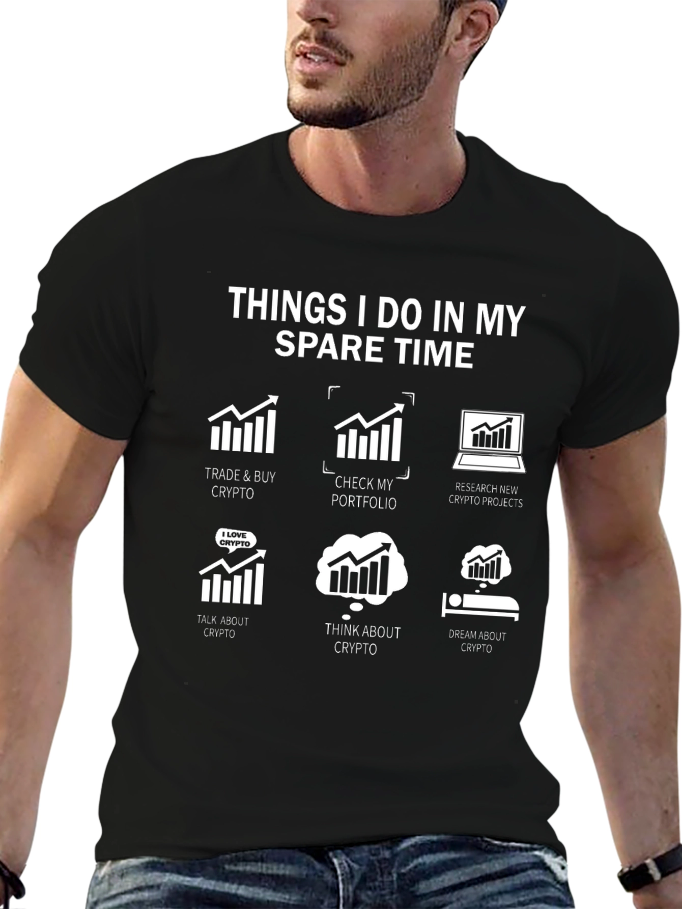 Black Crypto Spare Time Black T-Shirt view 6