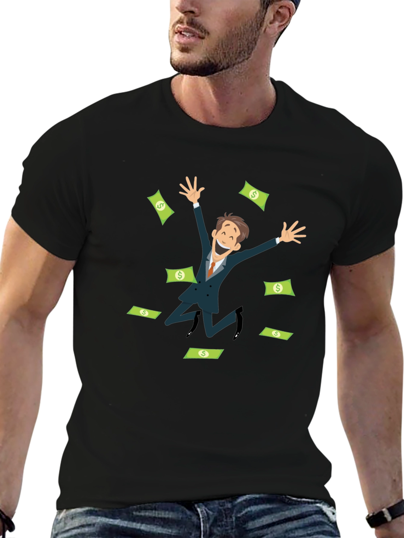 Black Money Man Graphic T-Shirt view 6