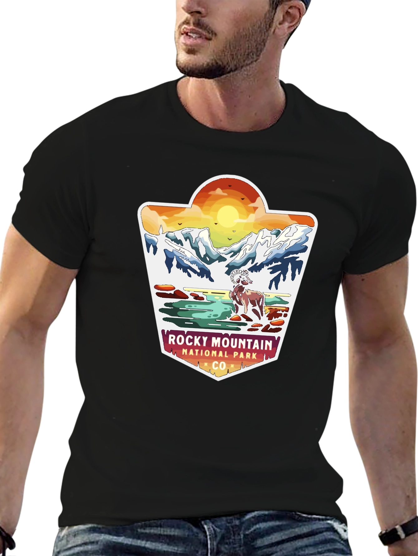 Black Rocky Mountain National Park Graphic Tee view 6