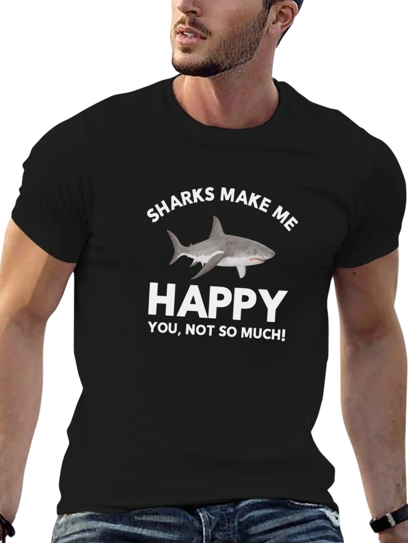 Black Sharks Make Me Happy T-Shirt view 6