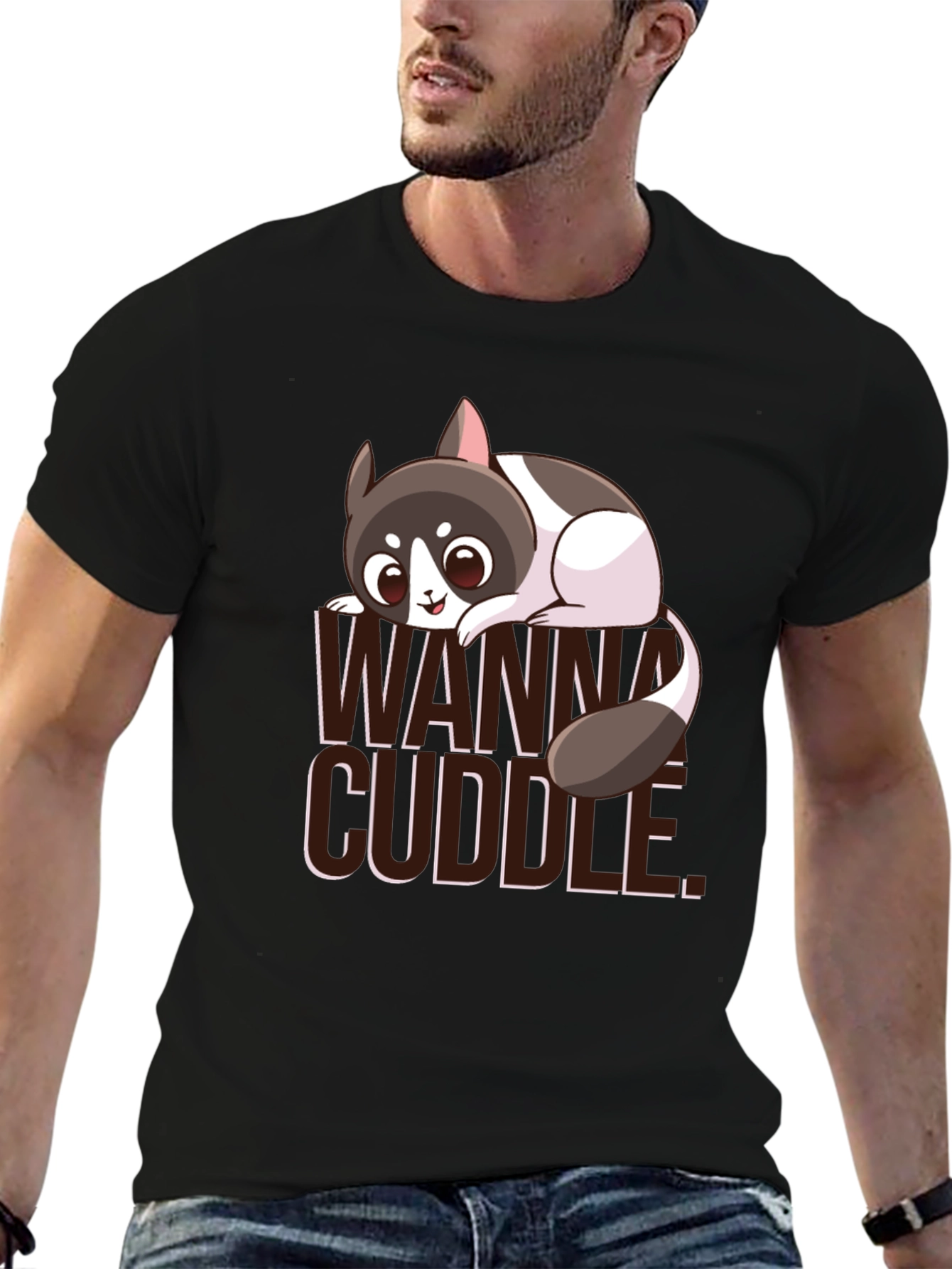 Black Cute Chinchilla Wanna Cuddle T-Shirt view 6
