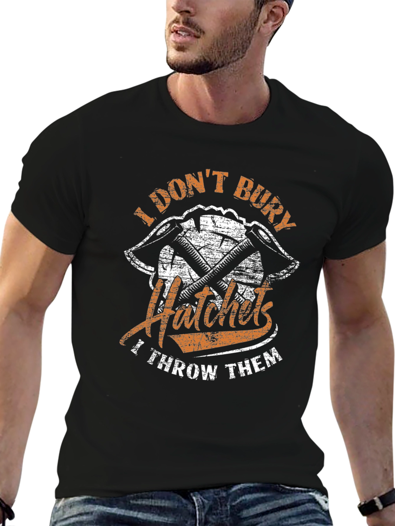 Black I Don't Bury Hatchets Men's Graphic T-Shirt view 6