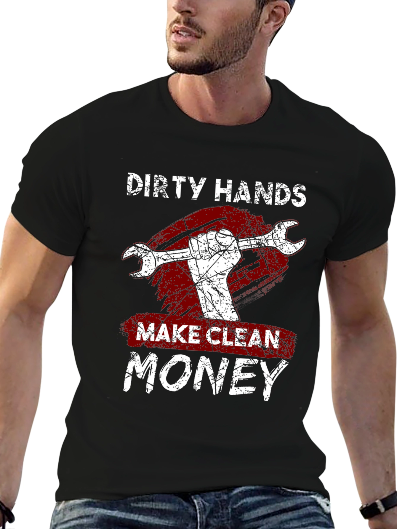 Black Dirty Hands Make Clean Money Graphic Tee view 6