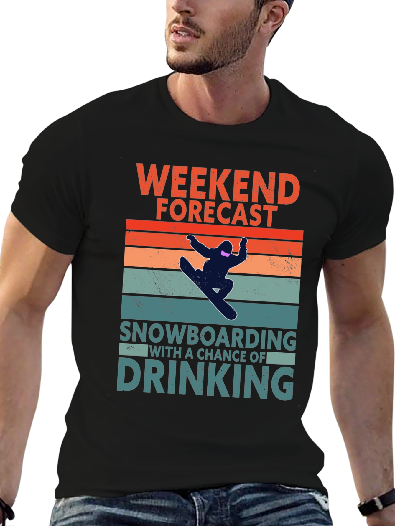 Black Weekend Forecast Snowboarding T-Shirt view 6