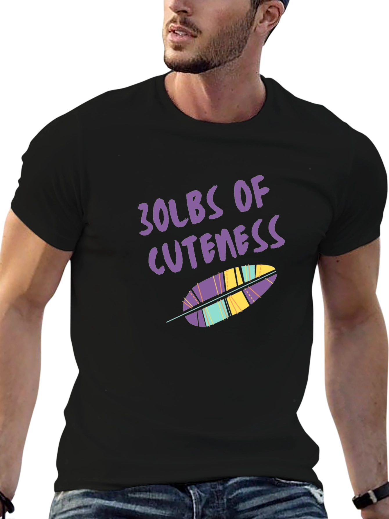 Black 30lbs of Cuteness Graphic Tee view 6