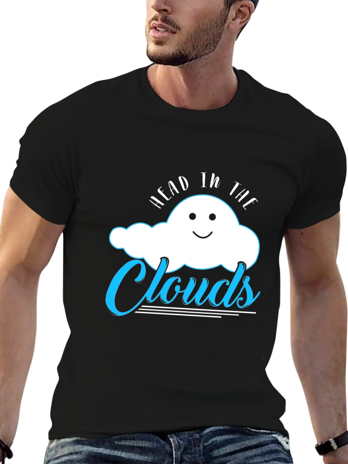 Black Head in the Clouds Graphic Tee - Black view 6