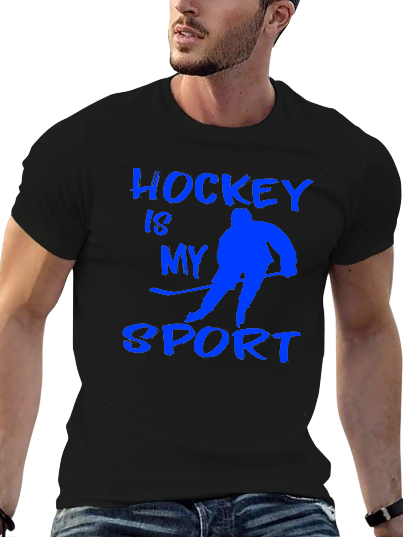 Black Hockey Is My Sport T-Shirt - Black view 6
