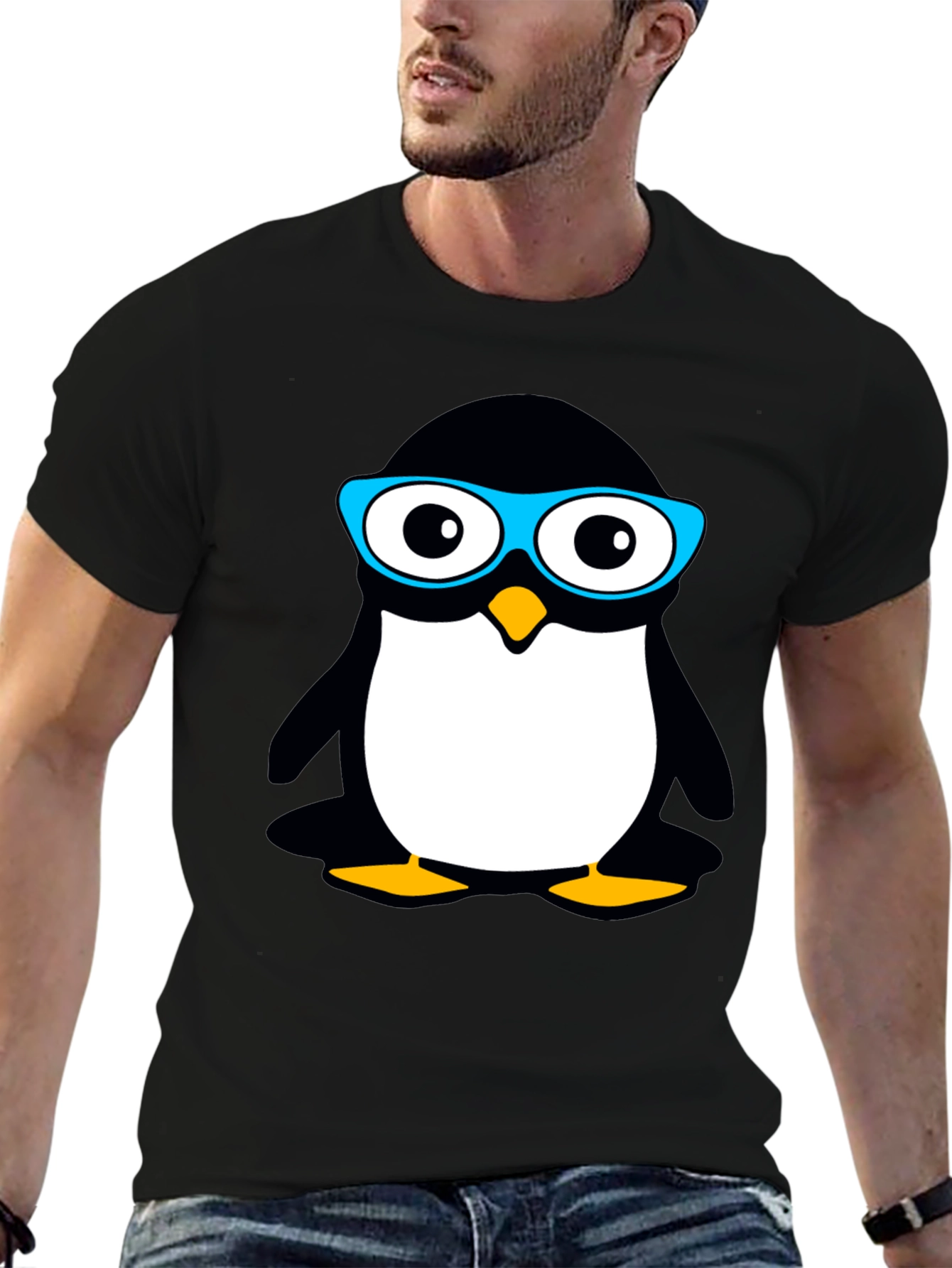 Black Cool Penguin Graphic T-Shirt view 6