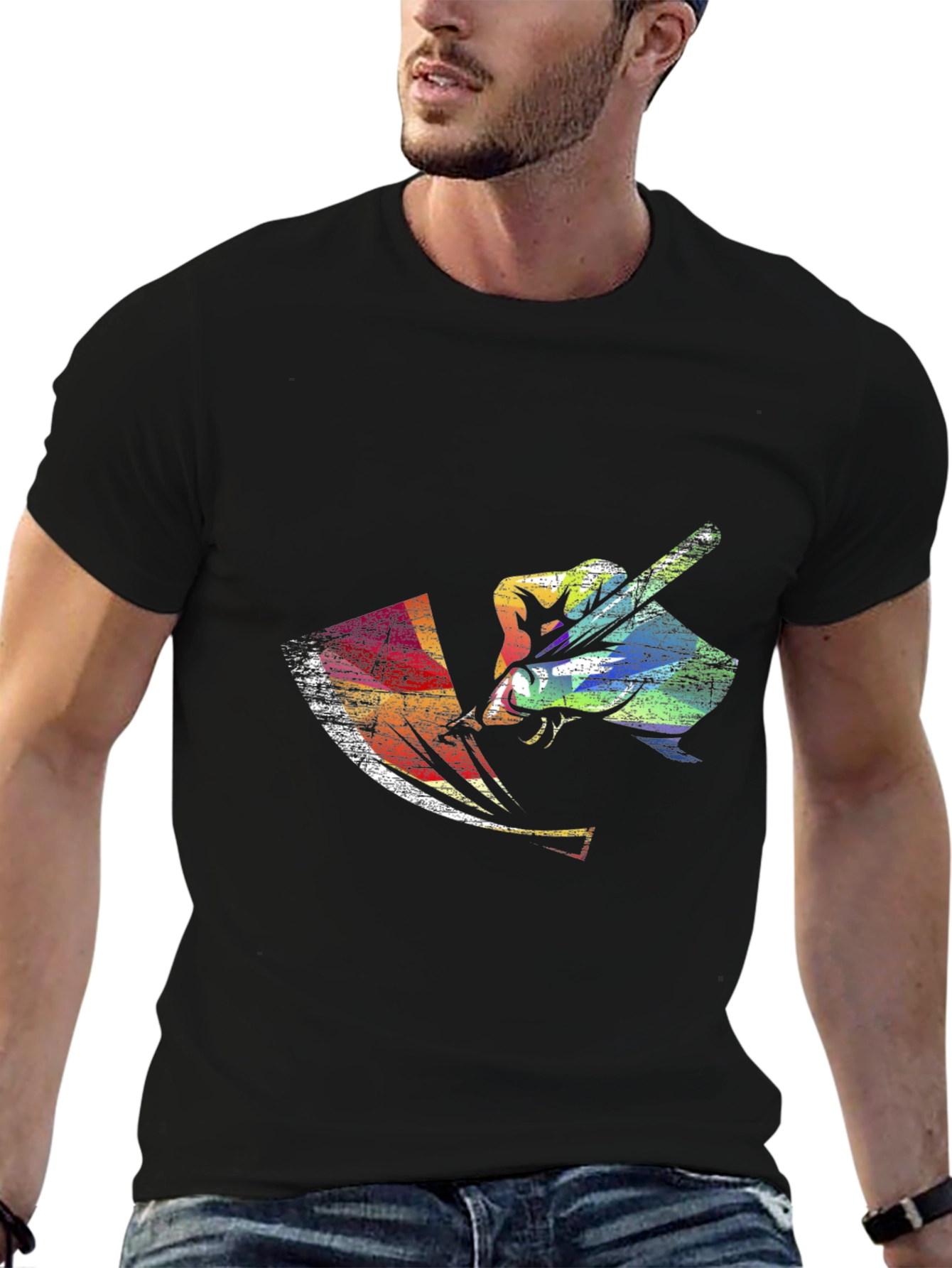 Black Colorful Artist T-Shirt view 6