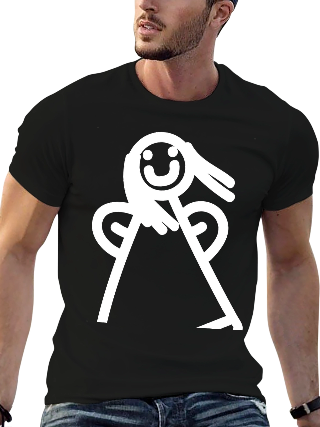 Black Whimsical Angel Graphic Tee - Black Cotton Blend view 6