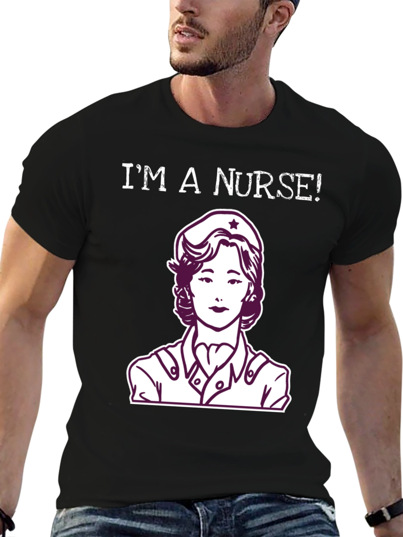 Black I'm a Nurse! Graphic Tee view 6