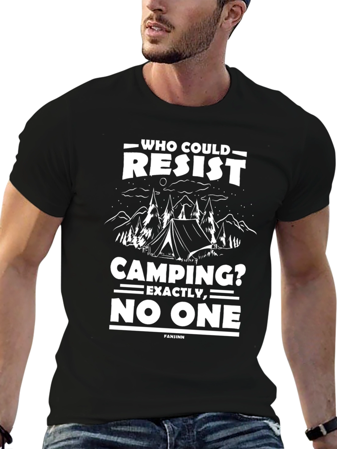 Black Camping Resist Graphic Tee -  Black Unisex Shirt view 6