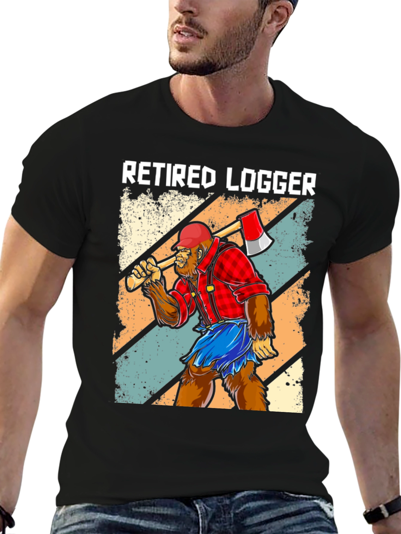 Black Retired Logger Bigfoot Graphic Tee view 6