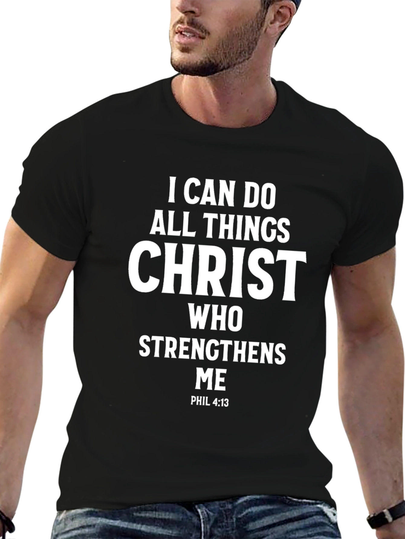 Black Faith-Inspired T-Shirt - I Can Do All Things view 6
