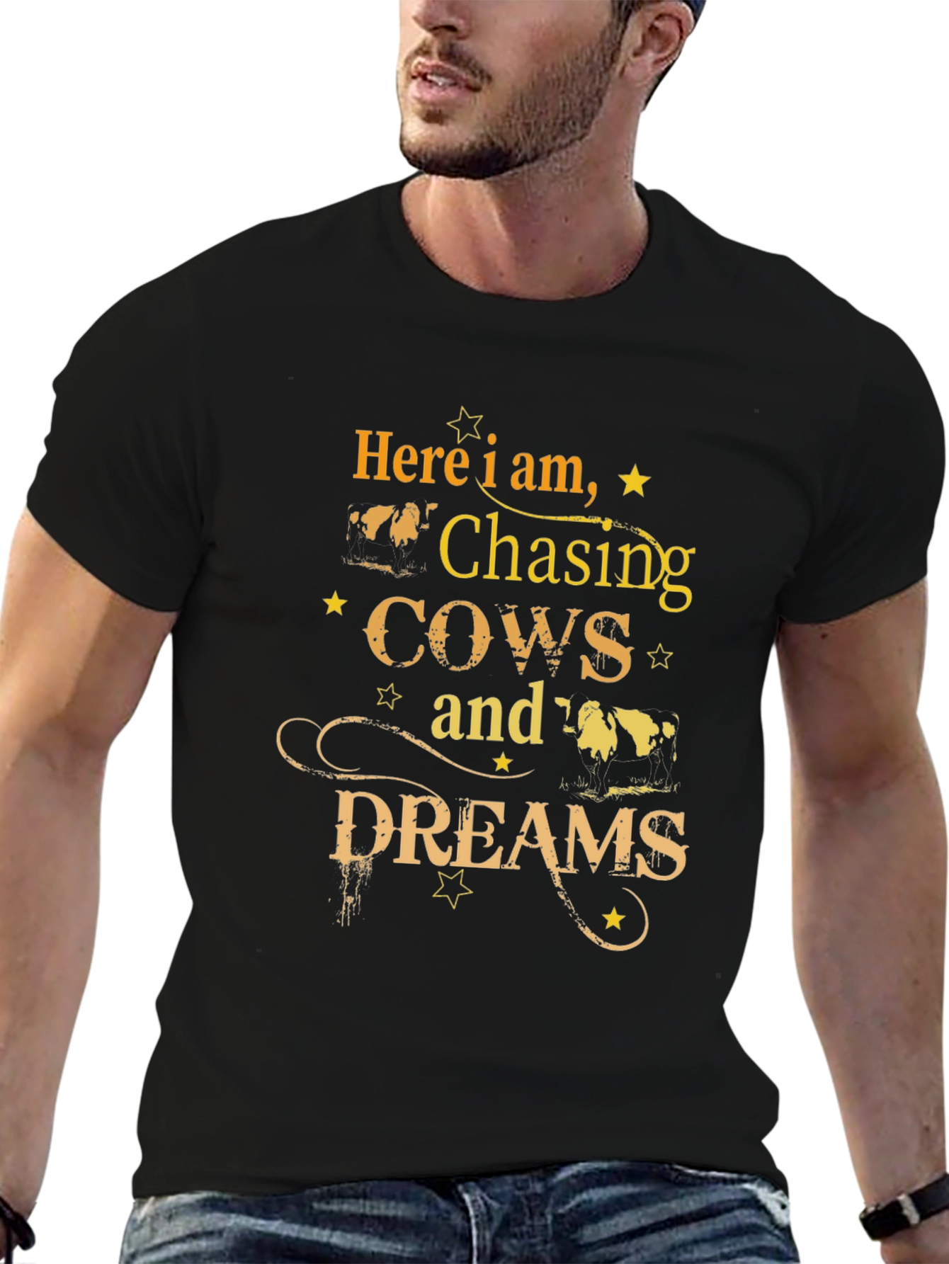 Black Chasing Cows and Dreams Graphic T-Shirt view 6