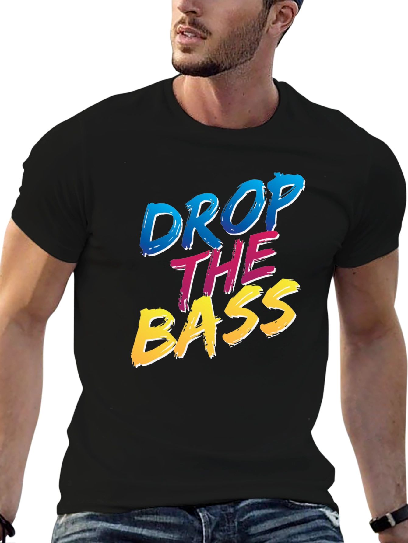 Black Drop The Bass T-Shirt - Black Cotton Blend view 6