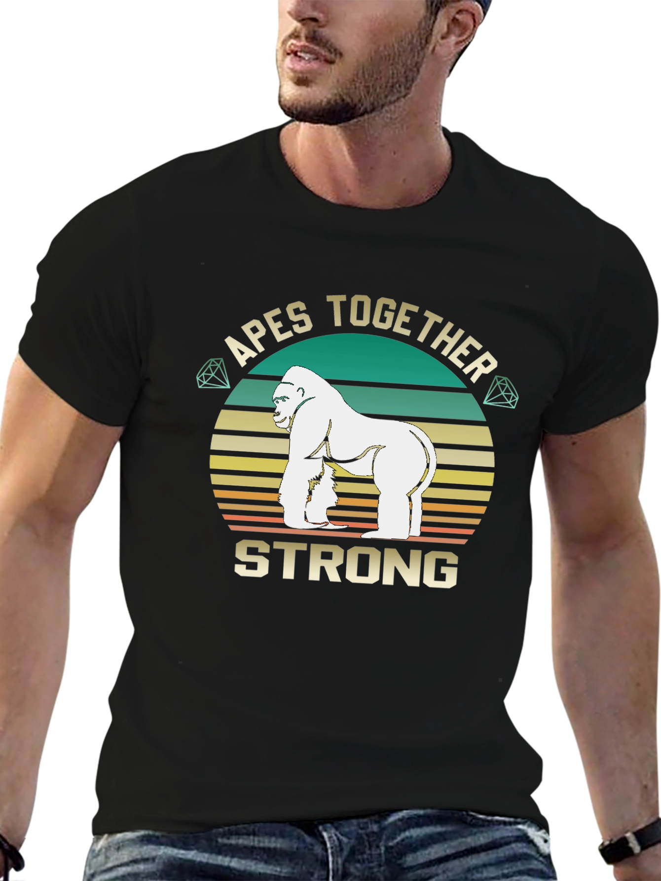 Black Apes Together Strong T-Shirt view 6