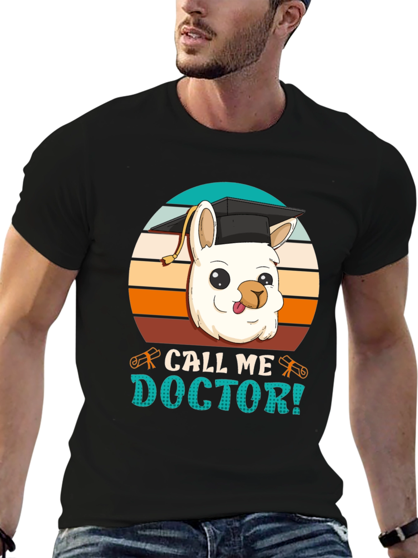 Black Doctor Llama Graphic T-Shirt view 6