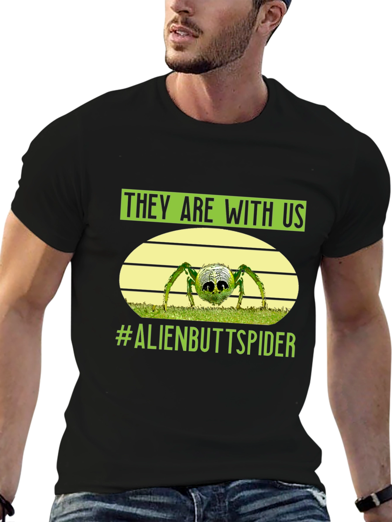 Black Alien Butt Spider Graphic Tee view 6