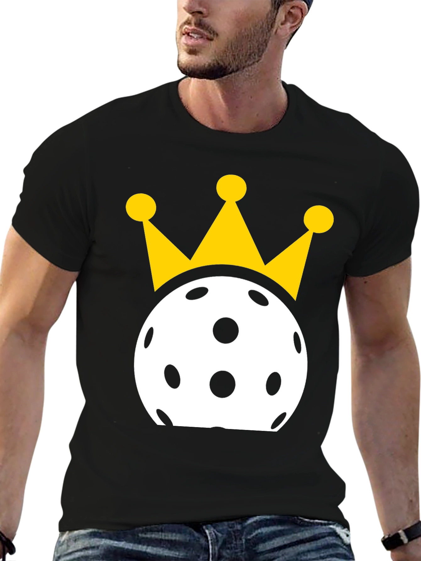 Black Pickleball King T-Shirt - Black Cotton Tee view 6