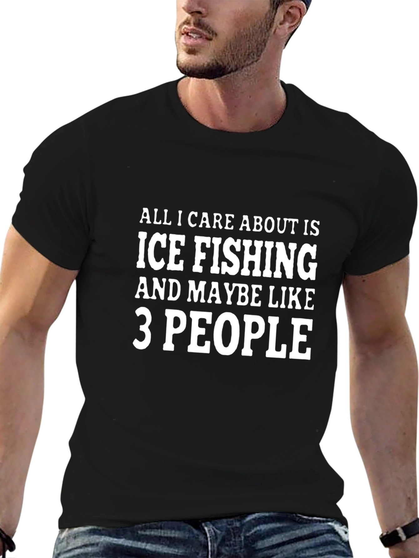 Black Ice Fishing and Maybe Like 3 People T-Shirt view 6