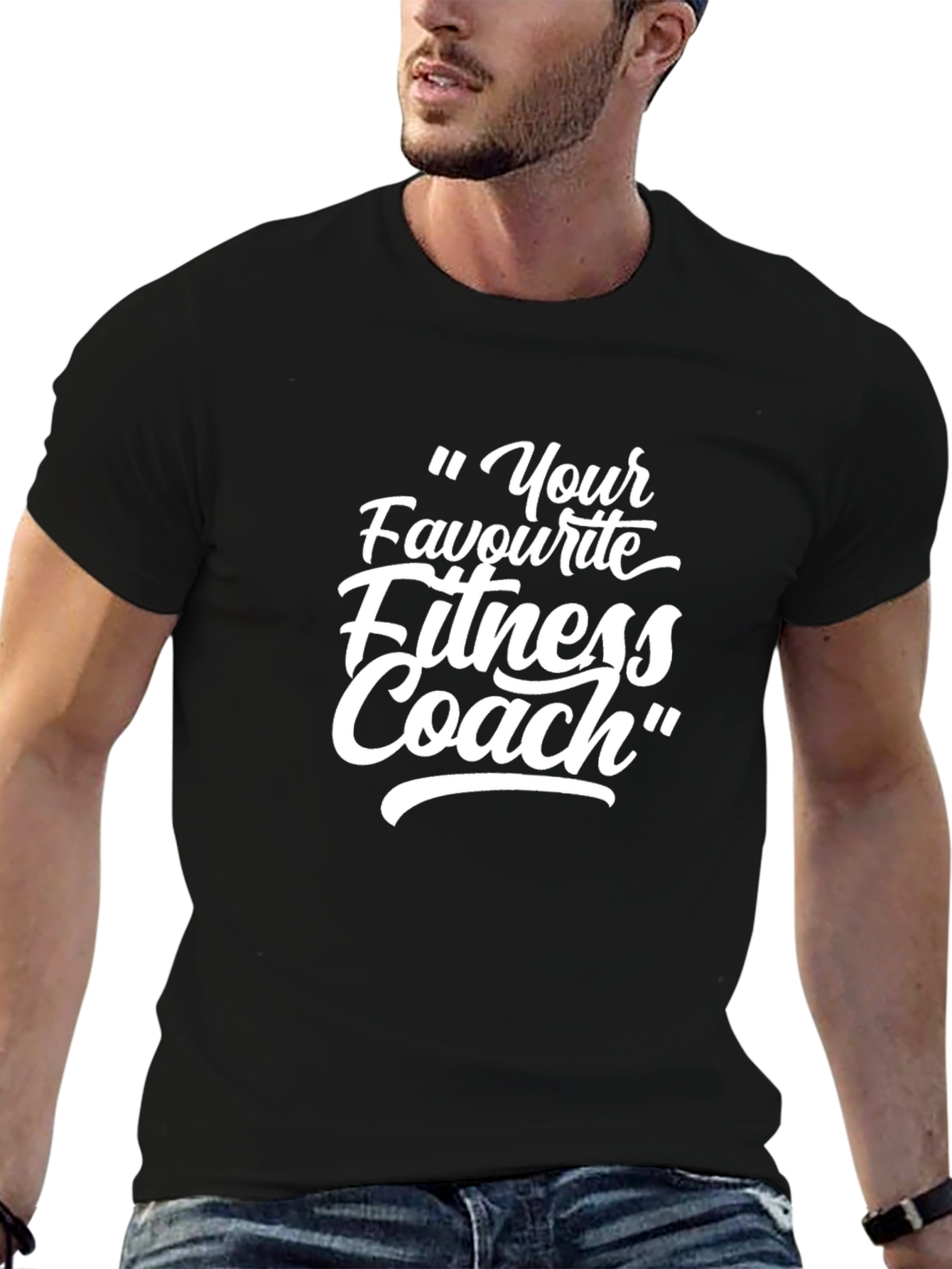 Black Fitness Coach Graphic Tee - Workout Motivation T-Shirt view 6