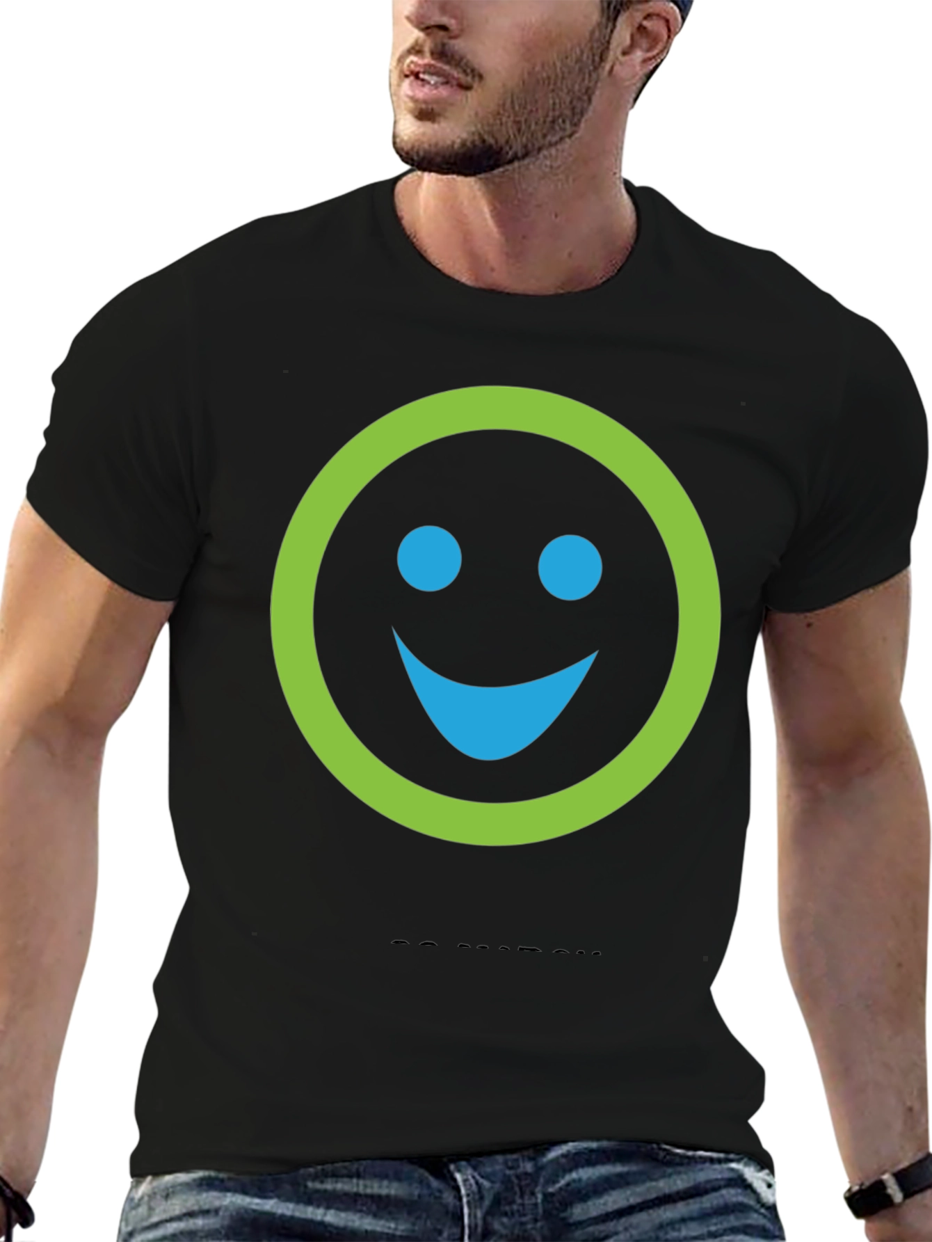 Black Smiley Face Graphic Print Crew Neck T-Shirt view 6