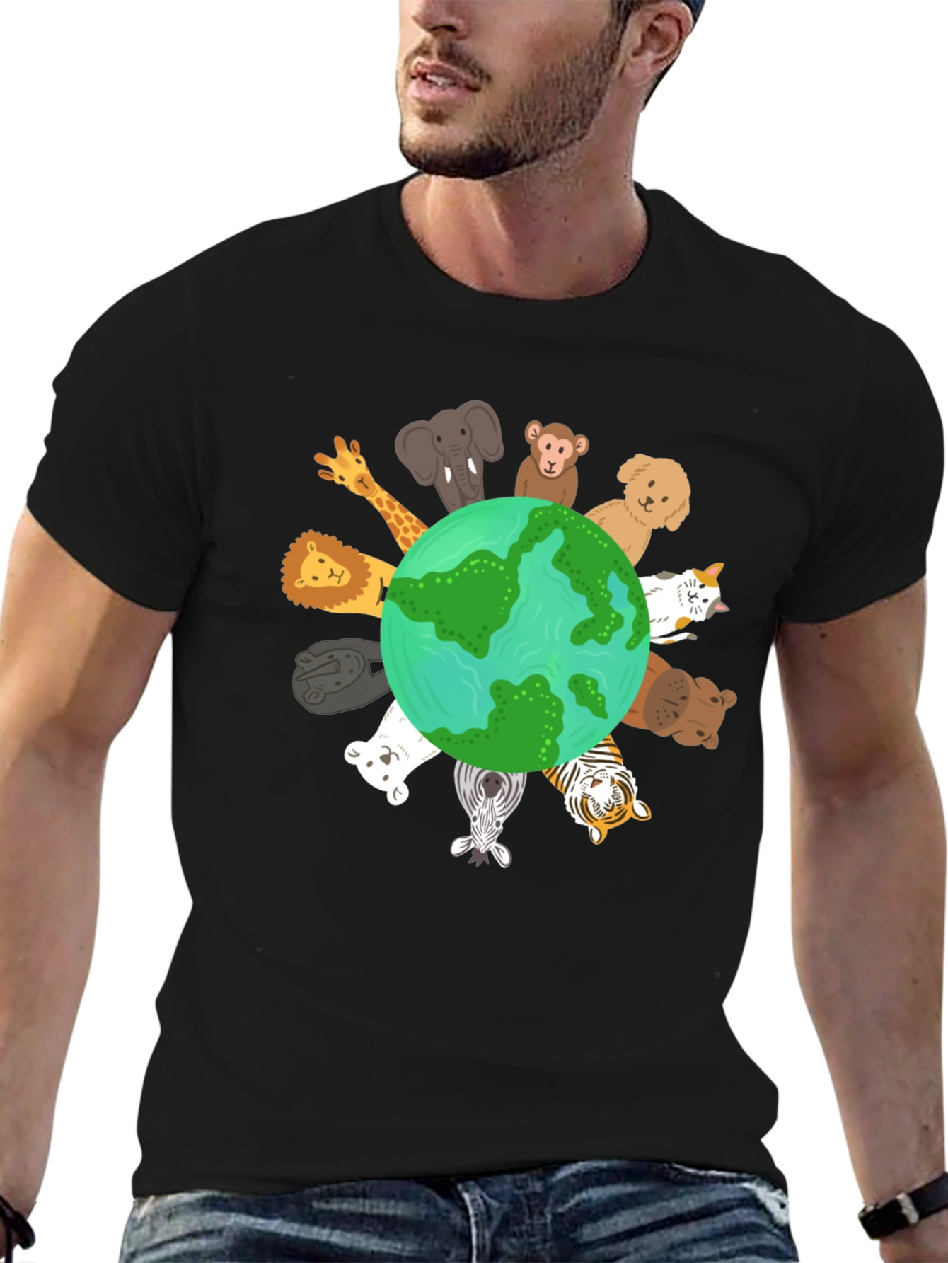 Black Earth Animals Graphic T-Shirt view 6