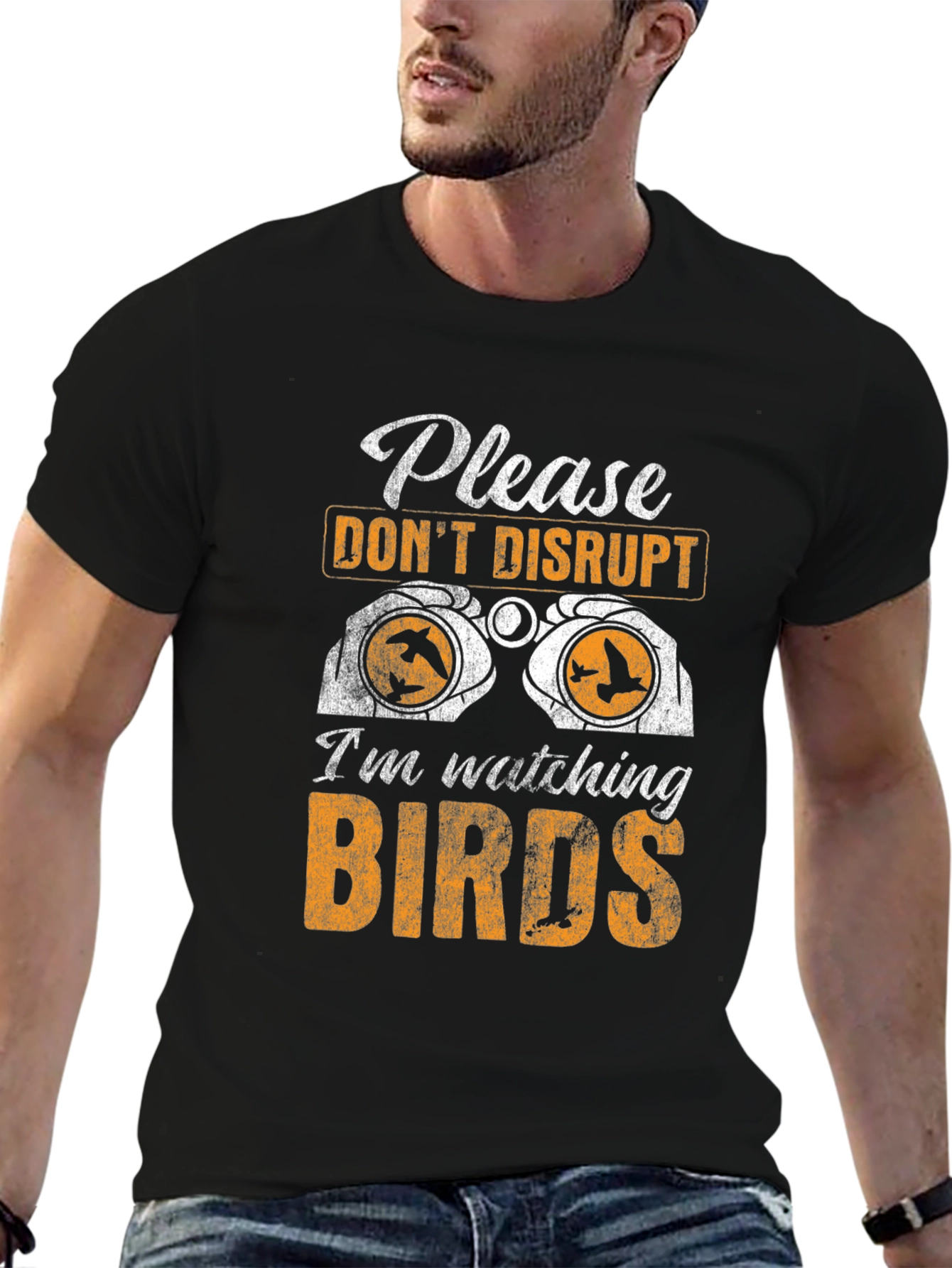 Black Bird Watching Graphic Tee - Do Not Disturb Birdwatcher T-Shirt view 6