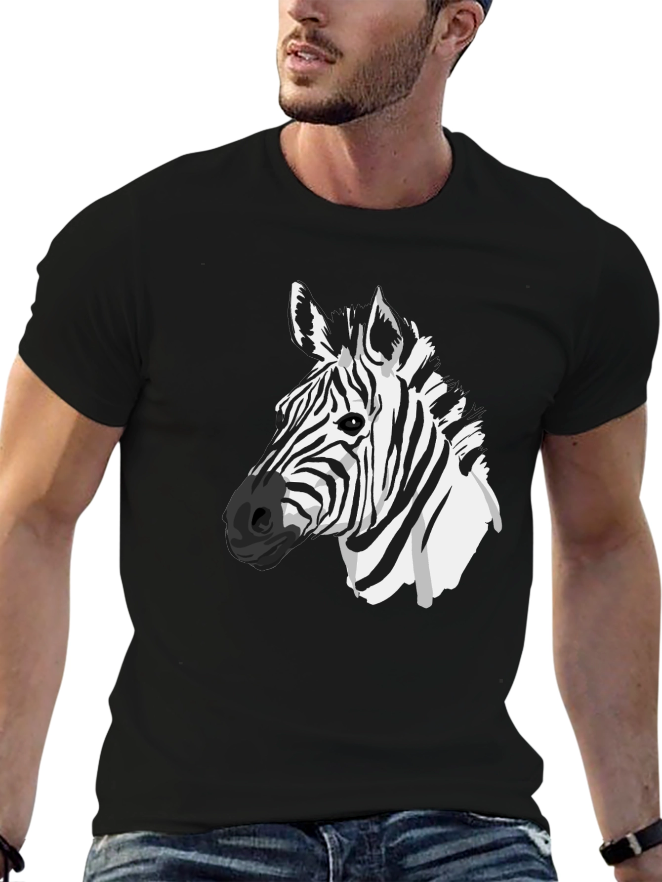 Black Zebra Graphic Tee - Black Casual T-Shirt view 6