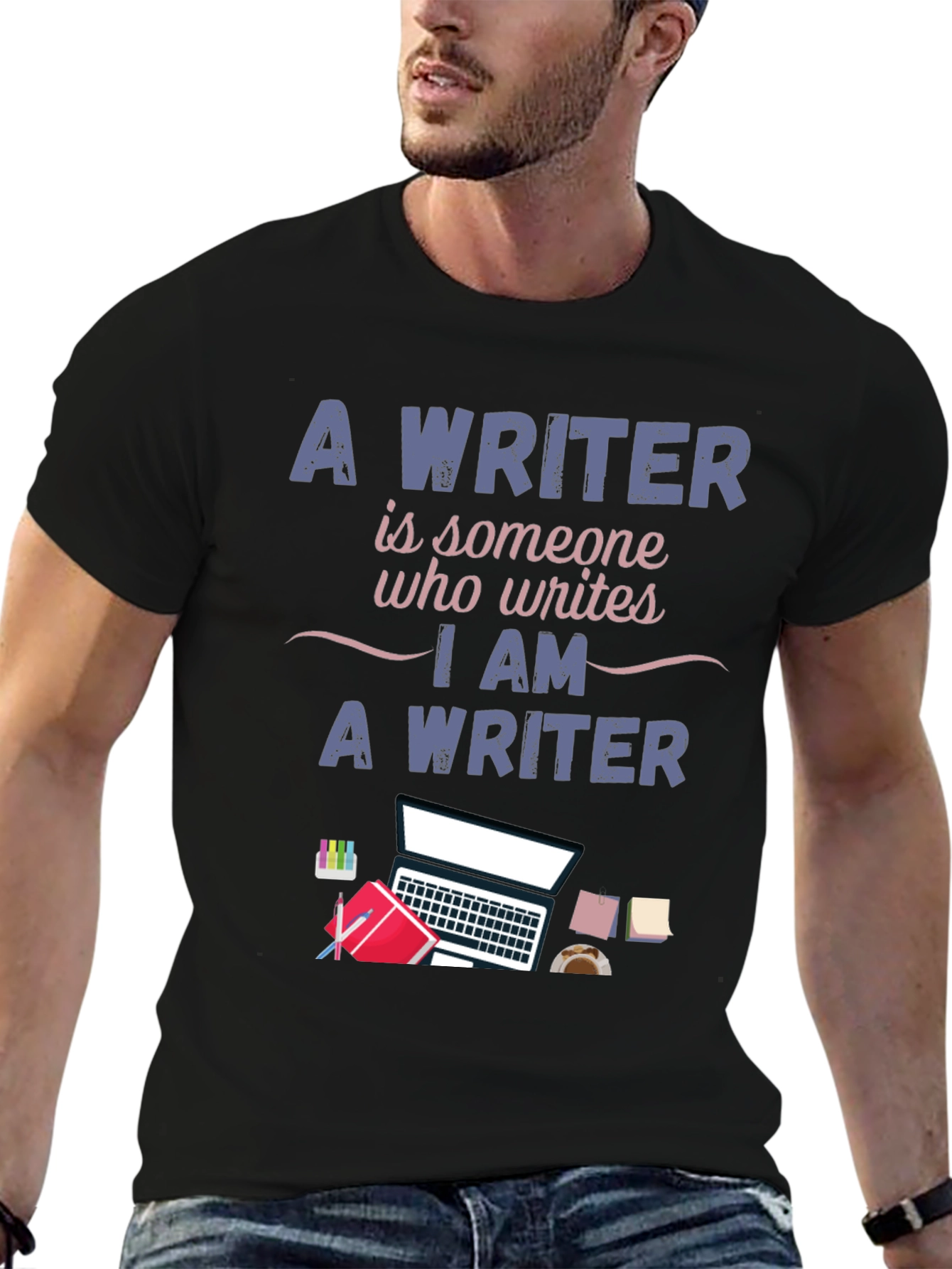 Black Writer T-Shirt - I Am A Writer Design view 6