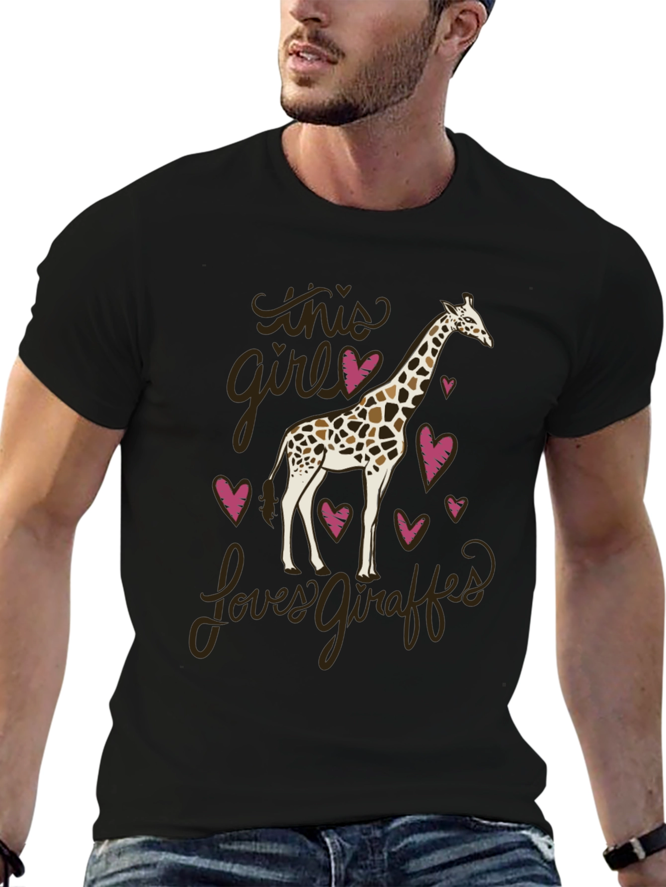 Black Giraffe Lover Graphic Tee - Soft Cotton Unisex T-Shirt view 6