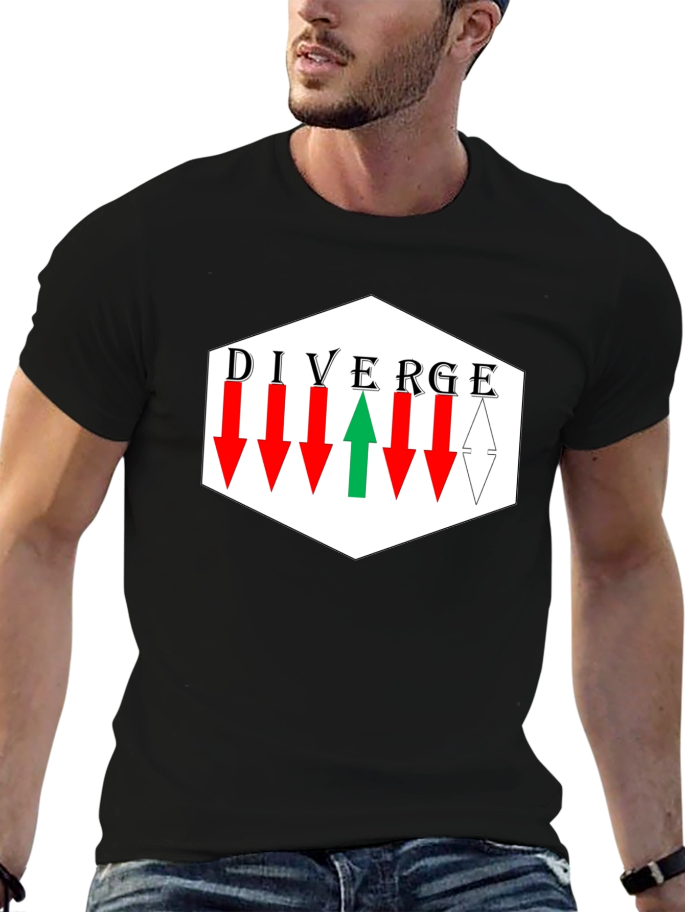 Black Diverge T-Shirt - Bold Statement Tee view 6