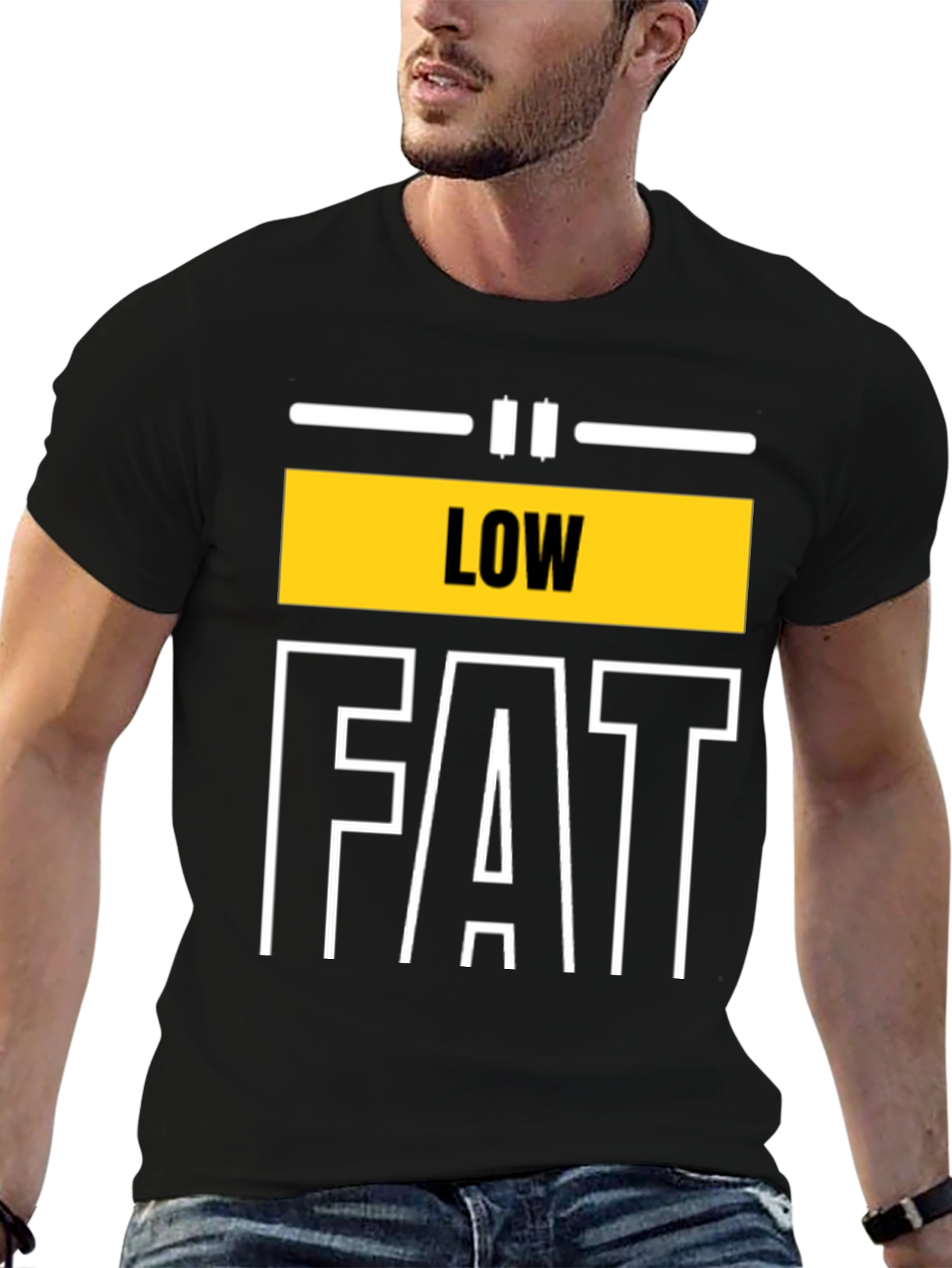 Black Low Fat Graphic Tee - Unisex Black T-Shirt view 6
