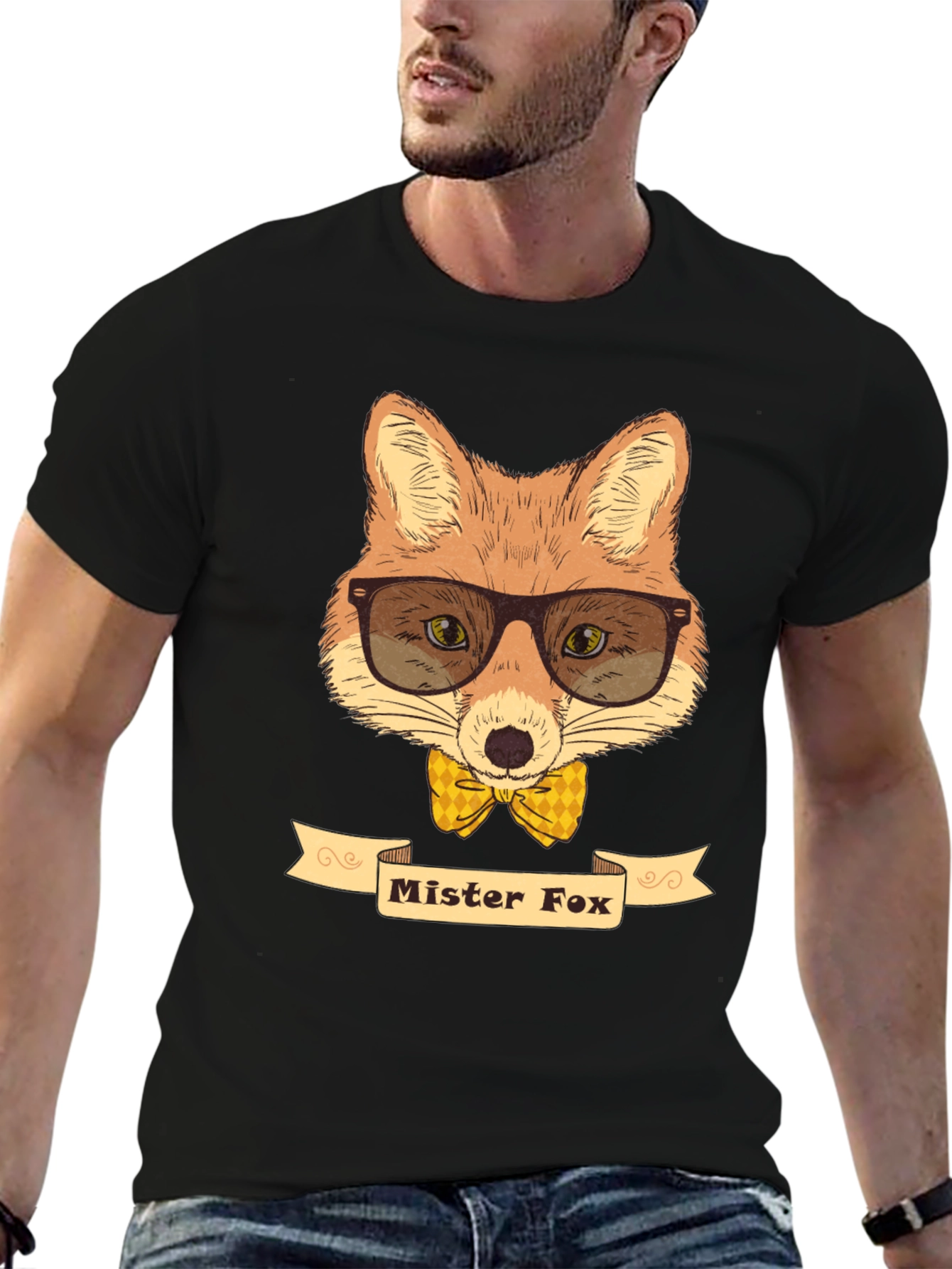 Black Mr. Fox Graphic Tee - Stylish Novelty Shirt view 6