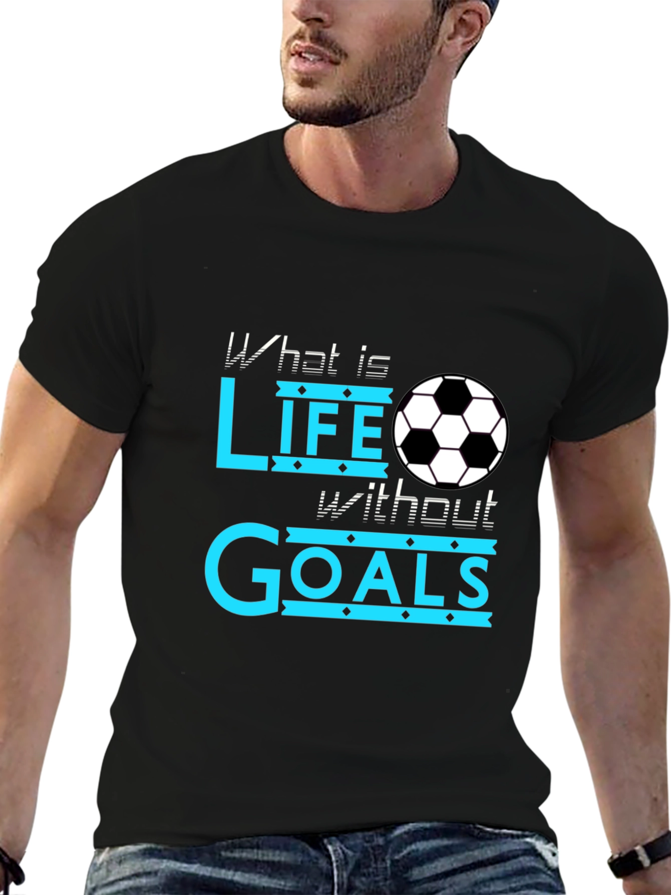 Black Soccer Life Goals Black T-Shirt view 6