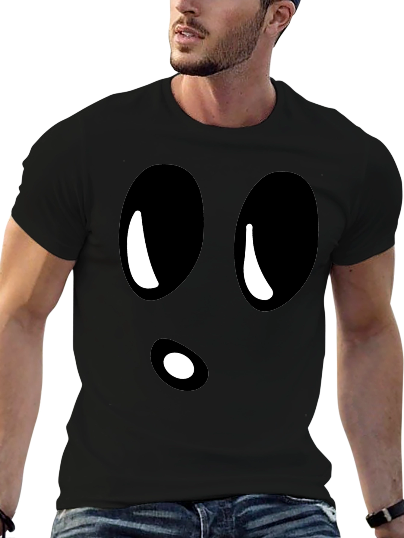 Black Funny Ghost Face Black T-Shirt view 6