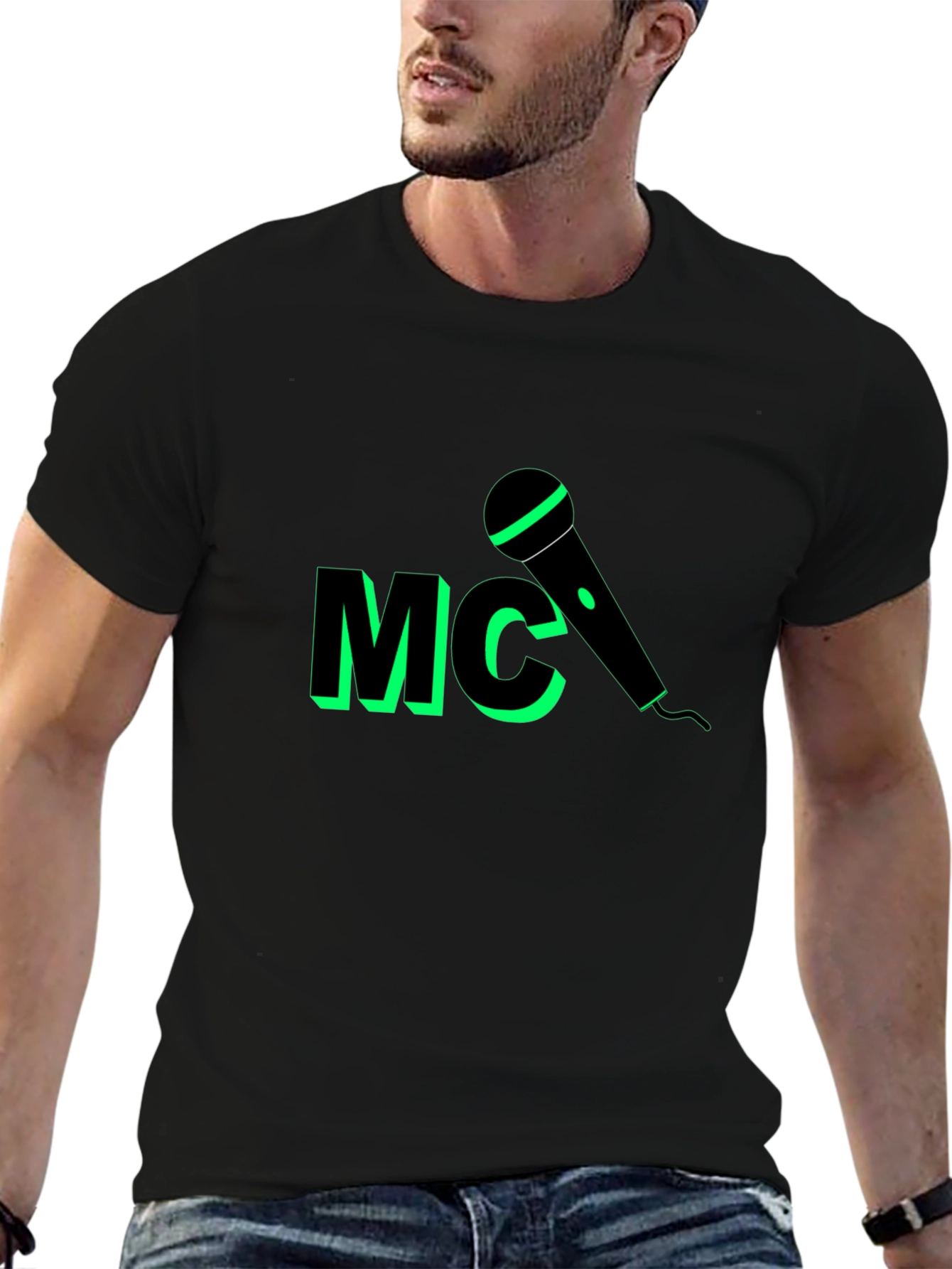 Black MC Microphone Black Graphic Tee view 6