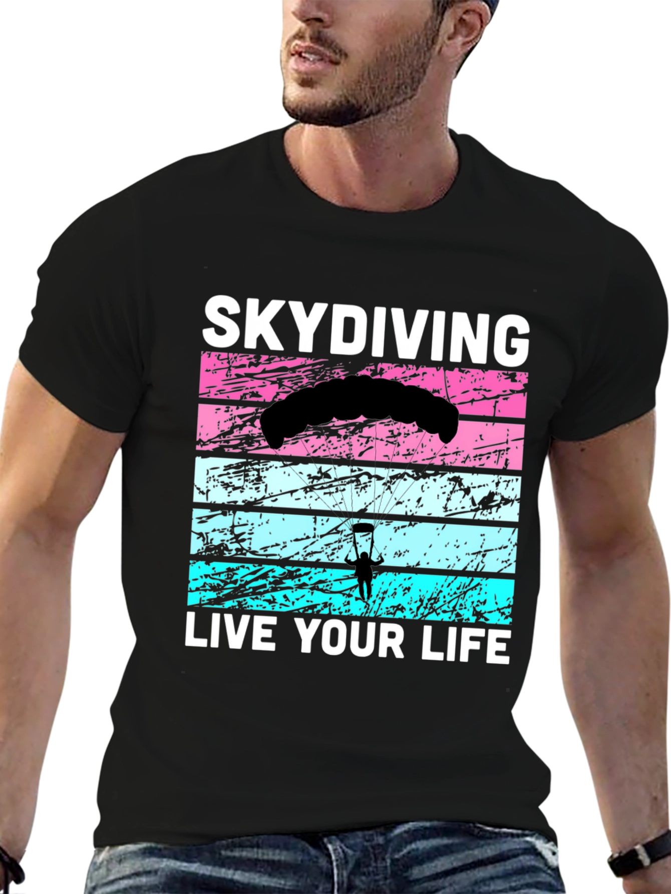 Black Skydiving Live Your Life Graphic Tee view 6