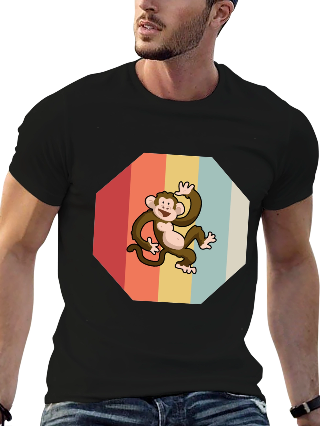 Black Retro Monkey Graphic Tee - Fun & Stylish view 6