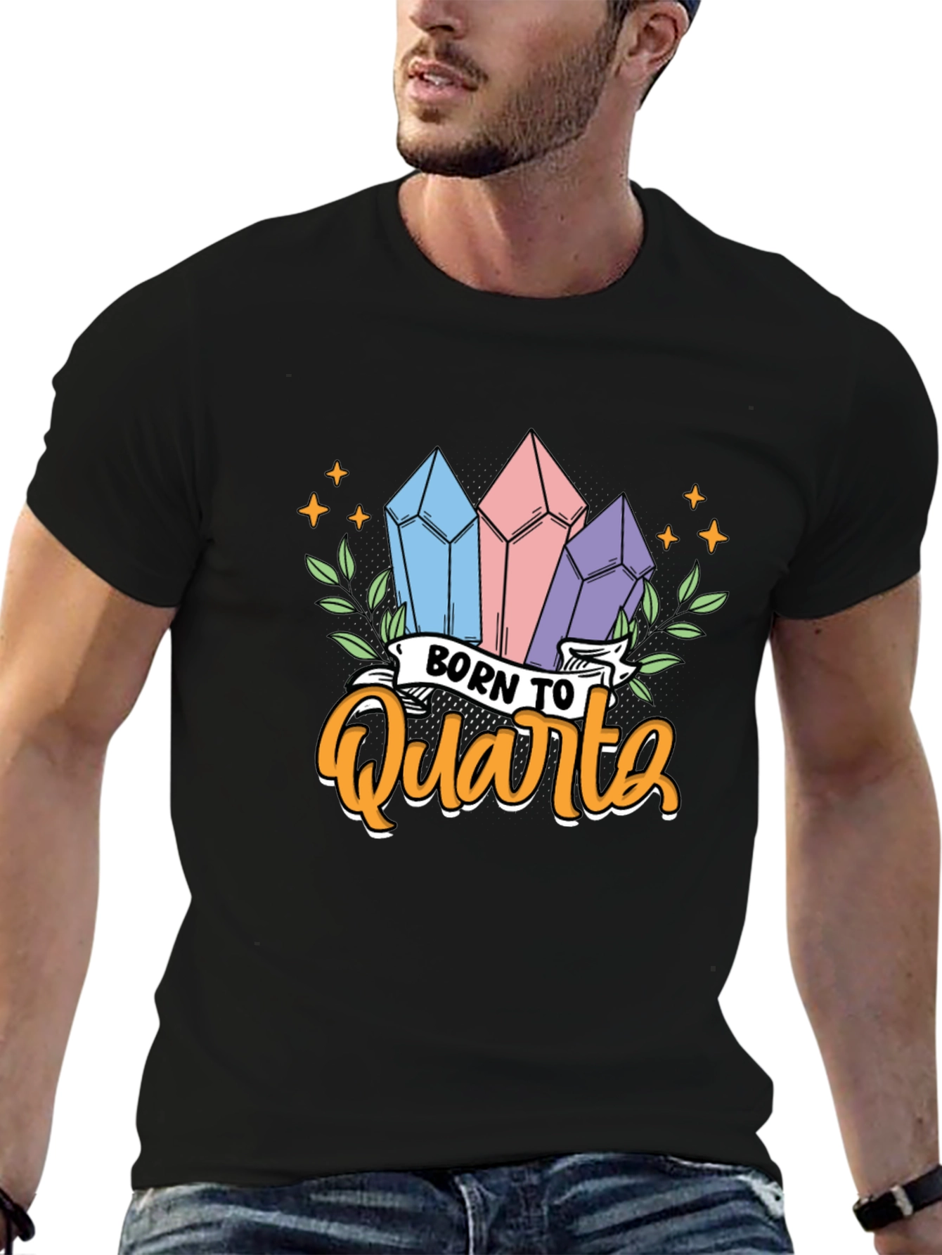 Black Born To Quartz T-Shirt Crystal Gem Lover view 6