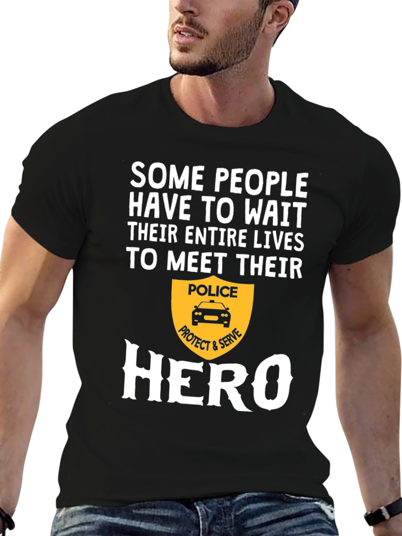 Black Police Hero Graphic T-Shirt - Protect & Serve view 6