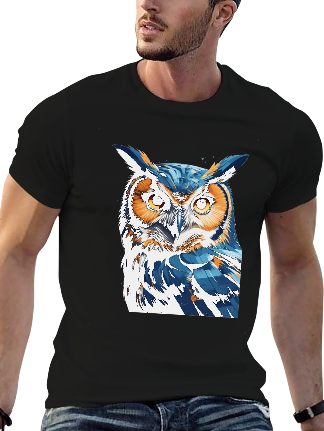 Black Cool Owl Graphic Tee - Black T-Shirt view 6
