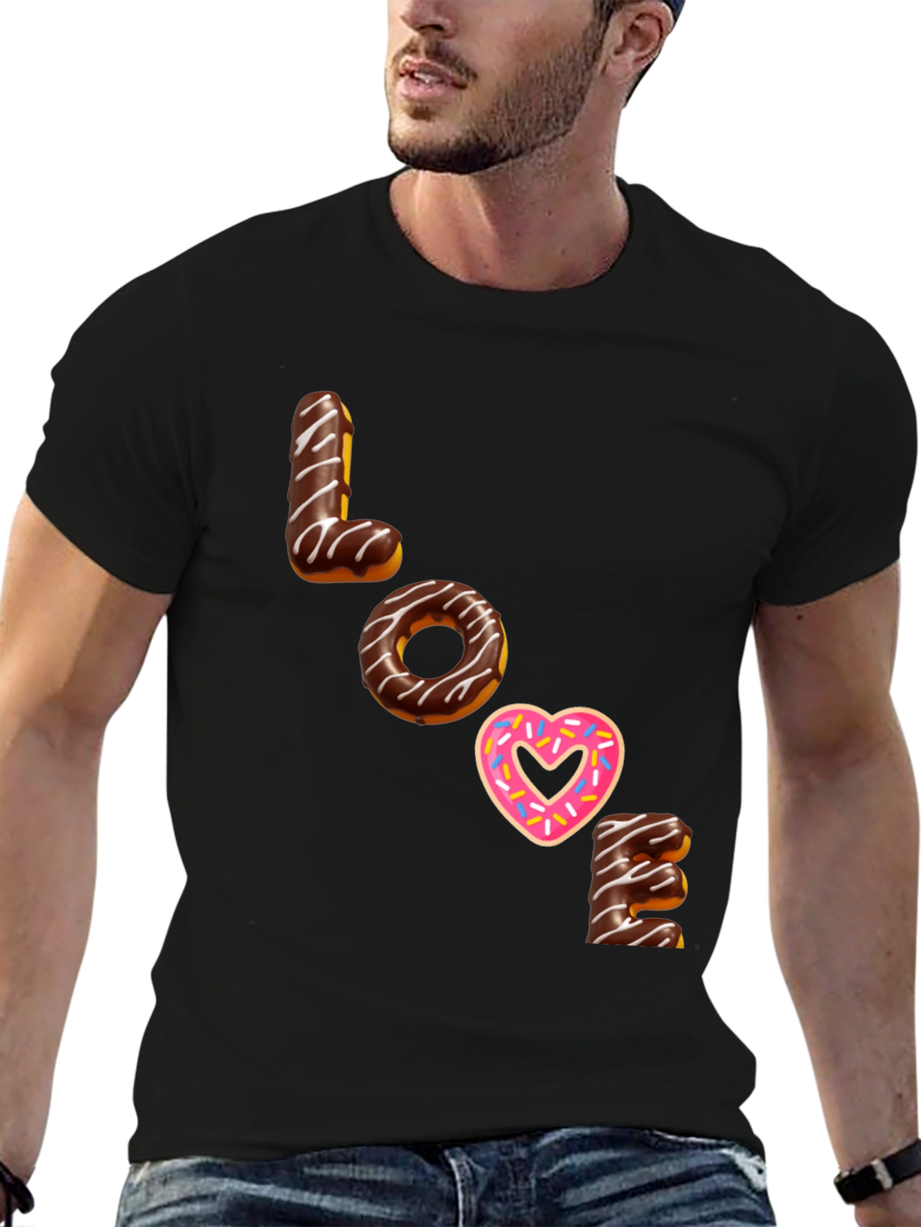 Black Love Donut T-Shirt - Sweet Treat Fashion Tee view 6