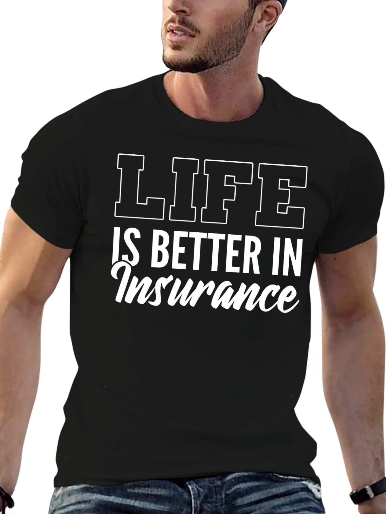 Black Life is Better in Insurance T-Shirt - Black view 6