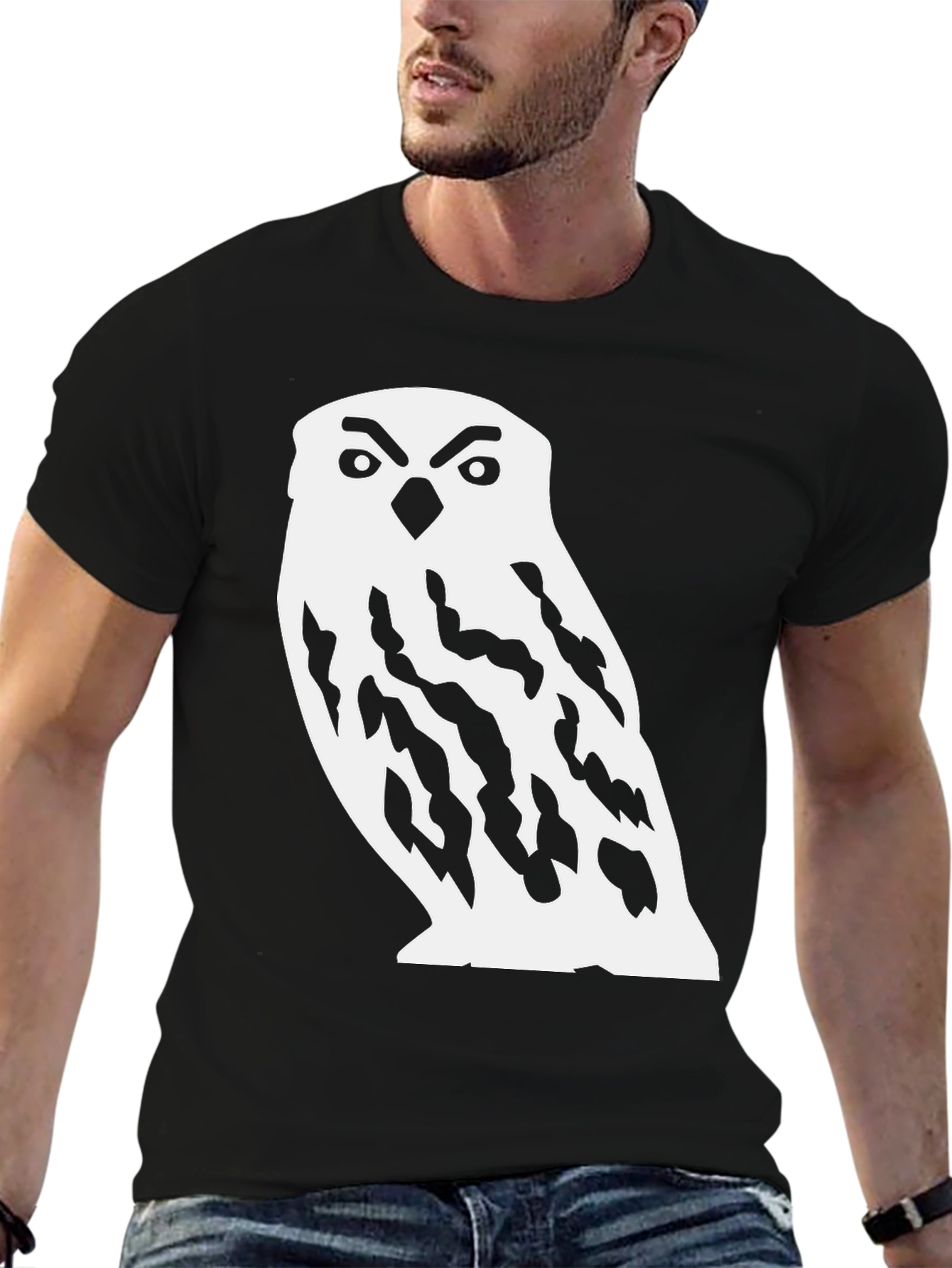Black Owl Graphic Black T-Shirt view 6