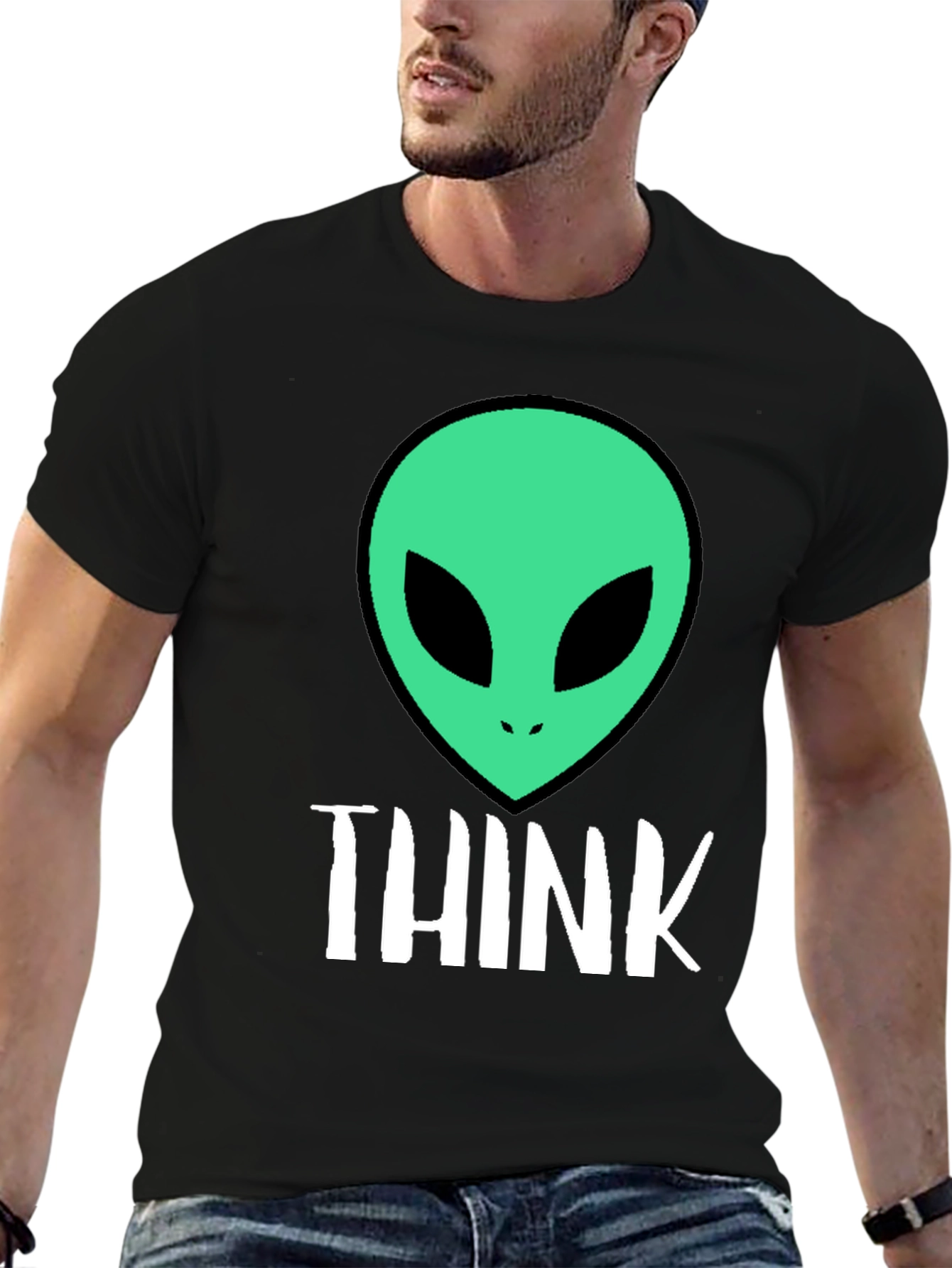 Think Alien Graphic Tee - Black Unisex T-Shirt - 6