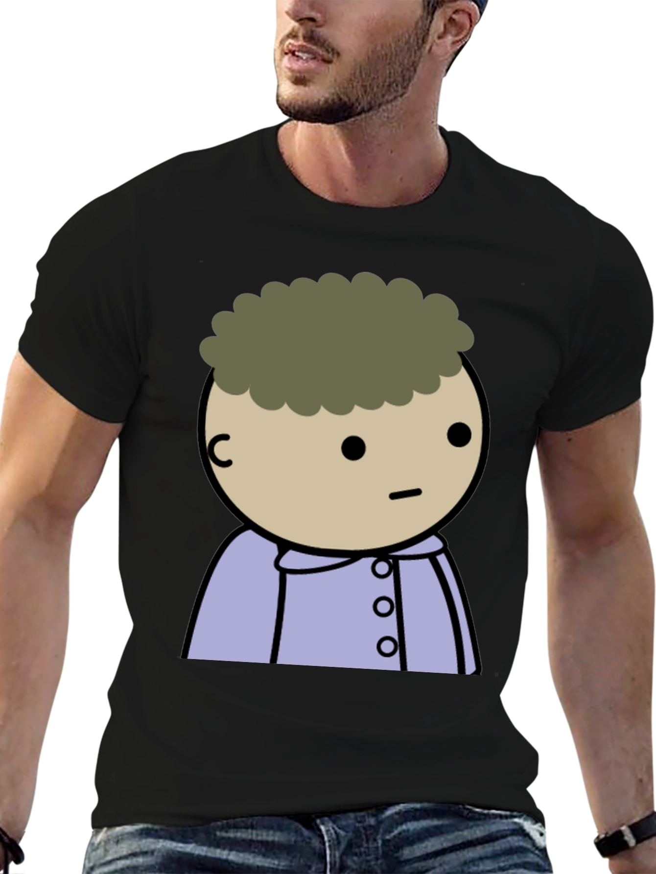 Black Cartoon Character Black T-Shirt view 6