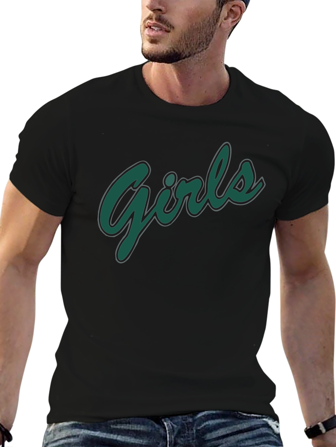 Black Girls Graphic Print Black T-Shirt view 6